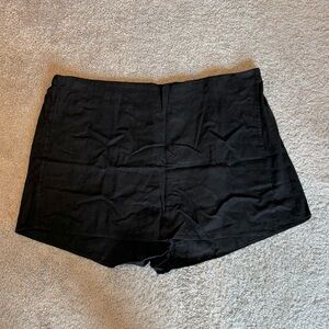 High Waisted Linen-Blend Wrap Front Skort